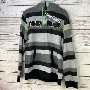Toby Mac striped zip up hoodie NWT Size Large